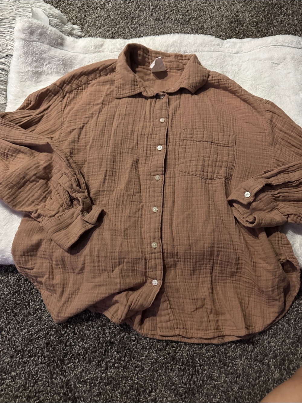GAP Casual Copper-Brown Button-Down Gauze Shirt